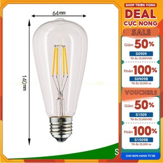 Bóng đèn led st64 trang trí tiết kiệm điện đèn led edison st64 4w đui e27 trang trí decor bền đẹp - 08520014