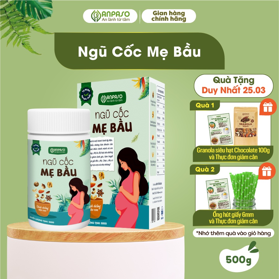 Ngũ Cốc Bà Bầu Anpaso Dành Cho Mẹ Bầu Bổ Sung Dưỡng Chất Hoàn Hảo Cho Mẹ Và Bé, Thơm Ngon, Dễ Uống Hộp 500g