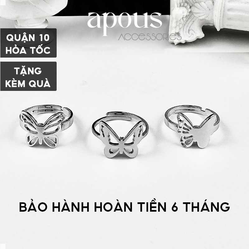 Nhẫn nam nữ hình Bươm Bướm Freesize N054 - Thép Titan - Phụ kiện trang sức Unisex Apous