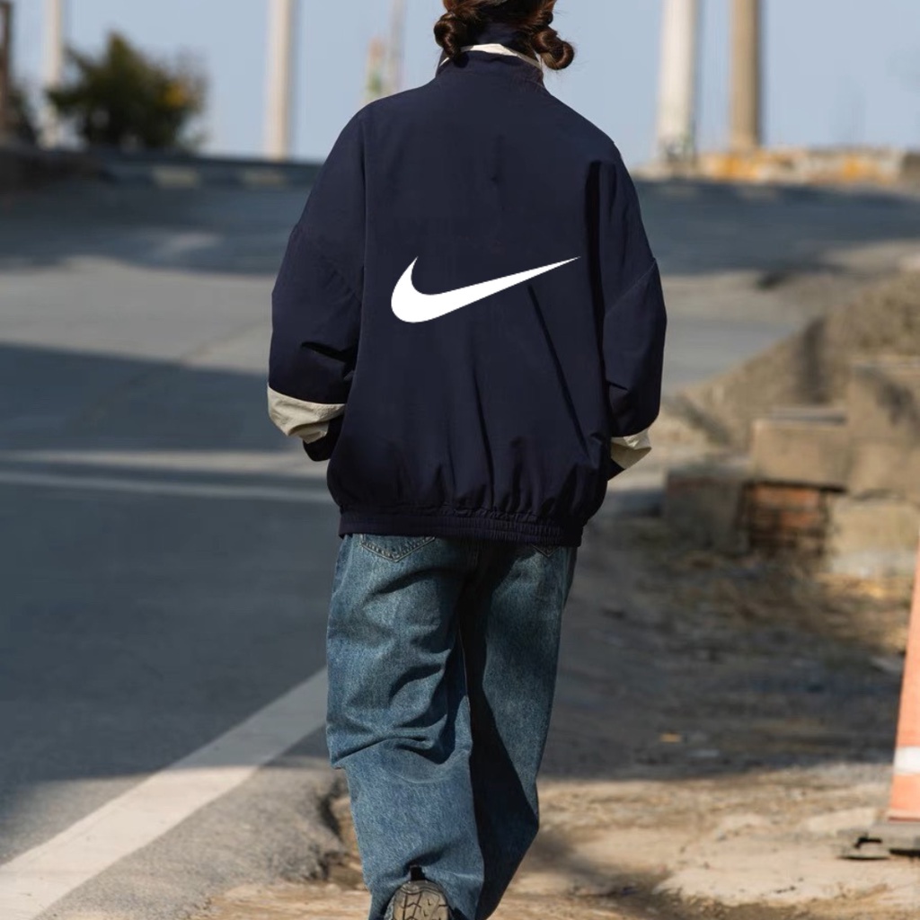 Áo khoác gió Nike chính hãng đôi nam nữ 2 lớp unisex chất liệu dù cao cấp unisex form rộng brand jacket 411