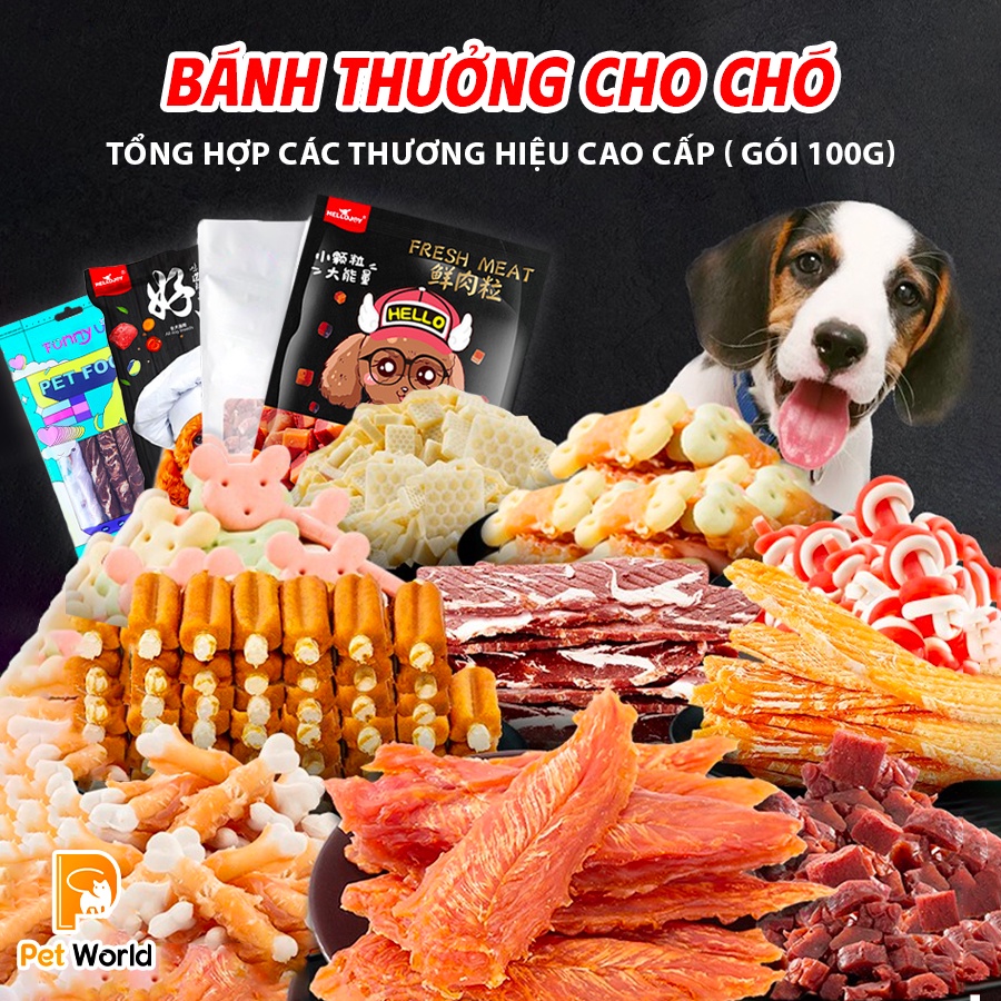 Bánh thưởng cho chó (Nhiều loại) 100gr/túi bánh snack thưởng ăn vặt cho cún