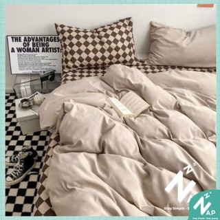 Bộ 4 món vỏ chăn ga gối cotton tici kẻ vintage basic phong cách hàn cao cấp nhập khẩu size m6 m8 2m2 napbedding