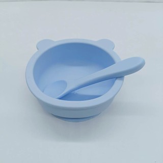 Bát ăn dặm silicon kèm thìa (tai gấu)