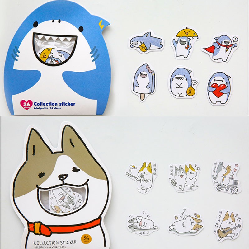 Sticker, hình dán con thú bộ nhiều miếng dễ thương