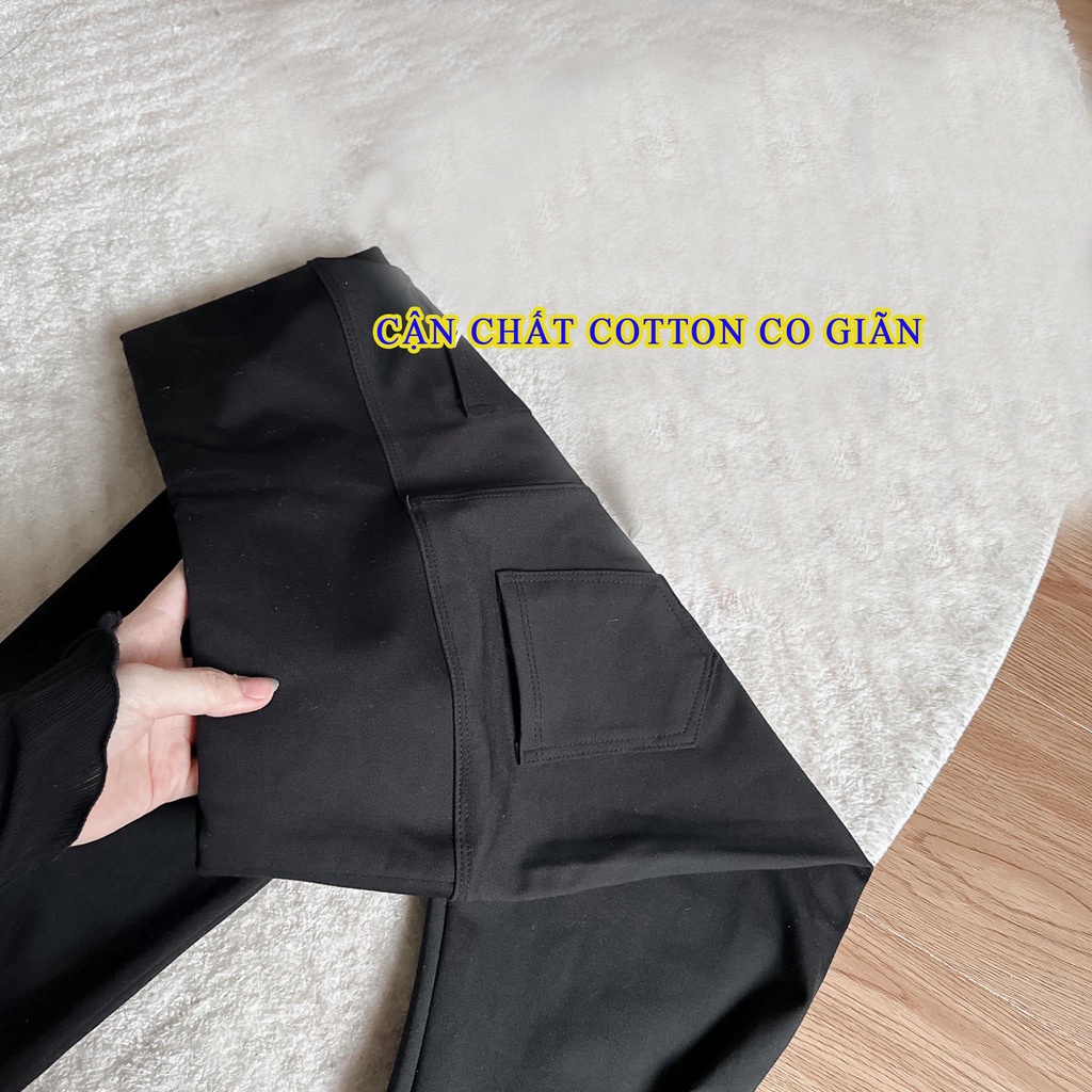 [Mã FATREND2810 giảm đến 30k tối đa 99k] Quần legging nữ dài cạp cao bản to vải cotton co giãn ôm bó Geleva GE947