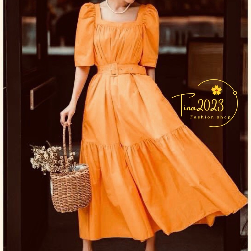 Đầm đi biển maxi TOPSHOP, đầm suông dài cổ vuông dây nịt rời, đầm dáng suông cho người béo, có tay ngắn, bèo chân váy