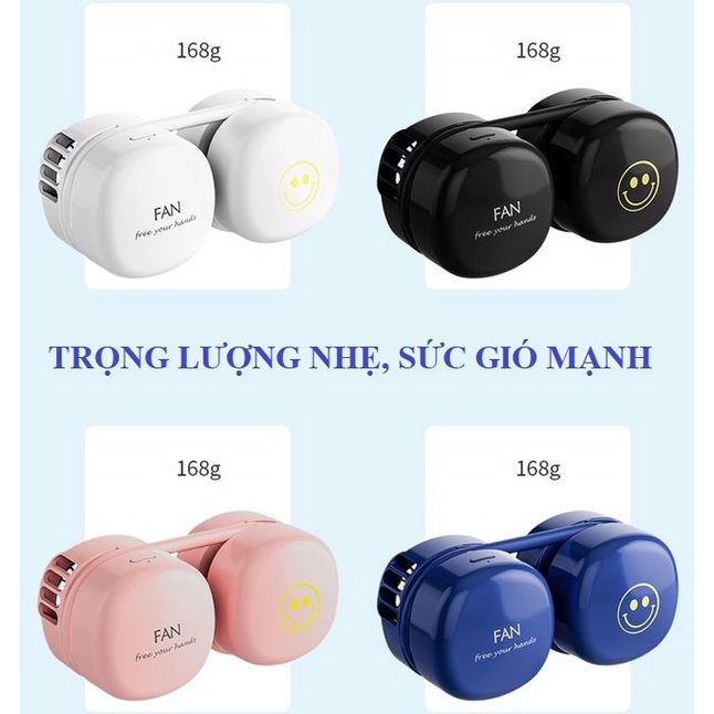 Quạt tích điện đeo cổ, quạt mini không dây sạc pin USB có 4 tốc độ gió, pin 1800mAh, an toàn, thời thượng - T70