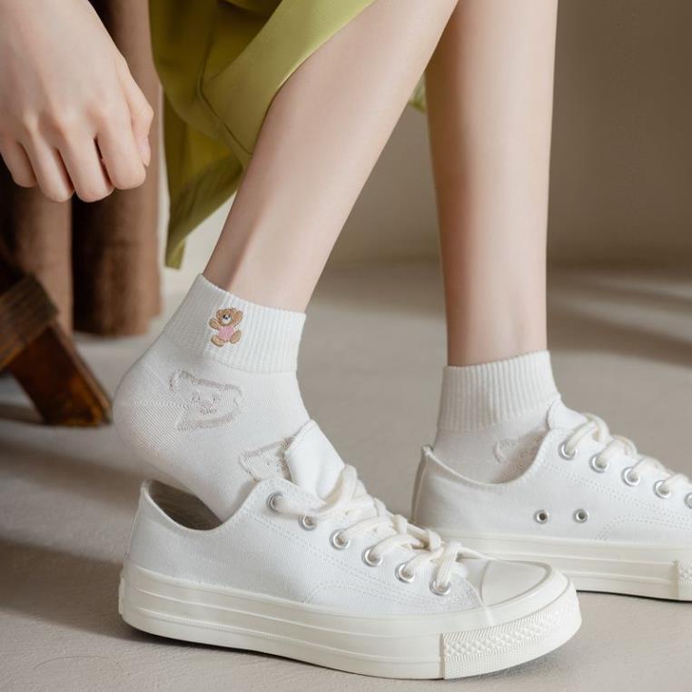 Set 5 đôi tất vớ cổ ngắn mỏng thoáng khí hoạ tiết hoạt hình