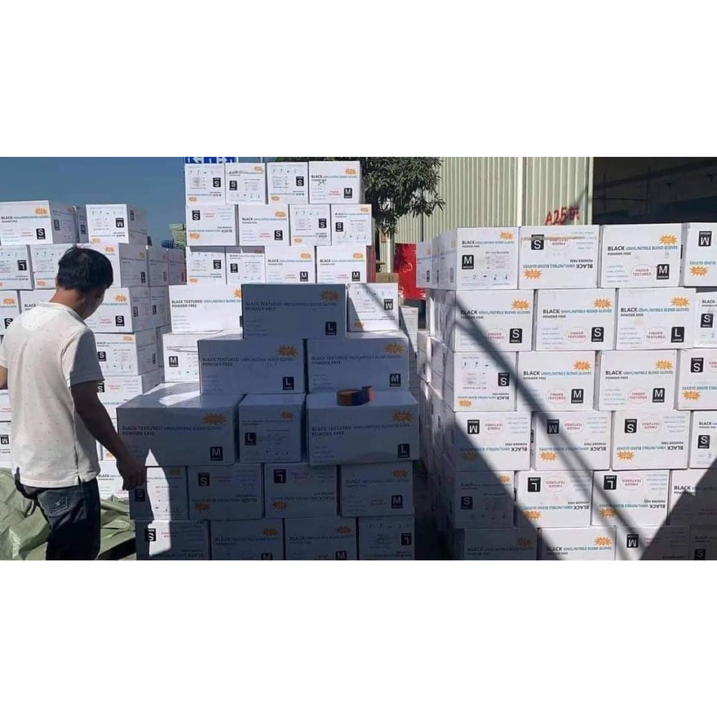 Găng tay y tế đen không bột, Găng tay đen phun xăm thẩm mỹ, nặn mụn, Găng tay đen Vgloves