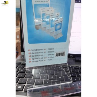 Kệ Mica Thực Đơn A6 2 mặt , Chân Tam Giác E05, KT: 10cm x 15cm