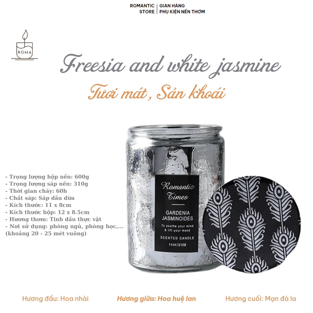 Nến Thơm Tinh Dầu Không Khói Hương Tự Nhiên Nến Ba Tầng Hương Romantics Times Trang Trí Quà Tặng Candle cup 600g