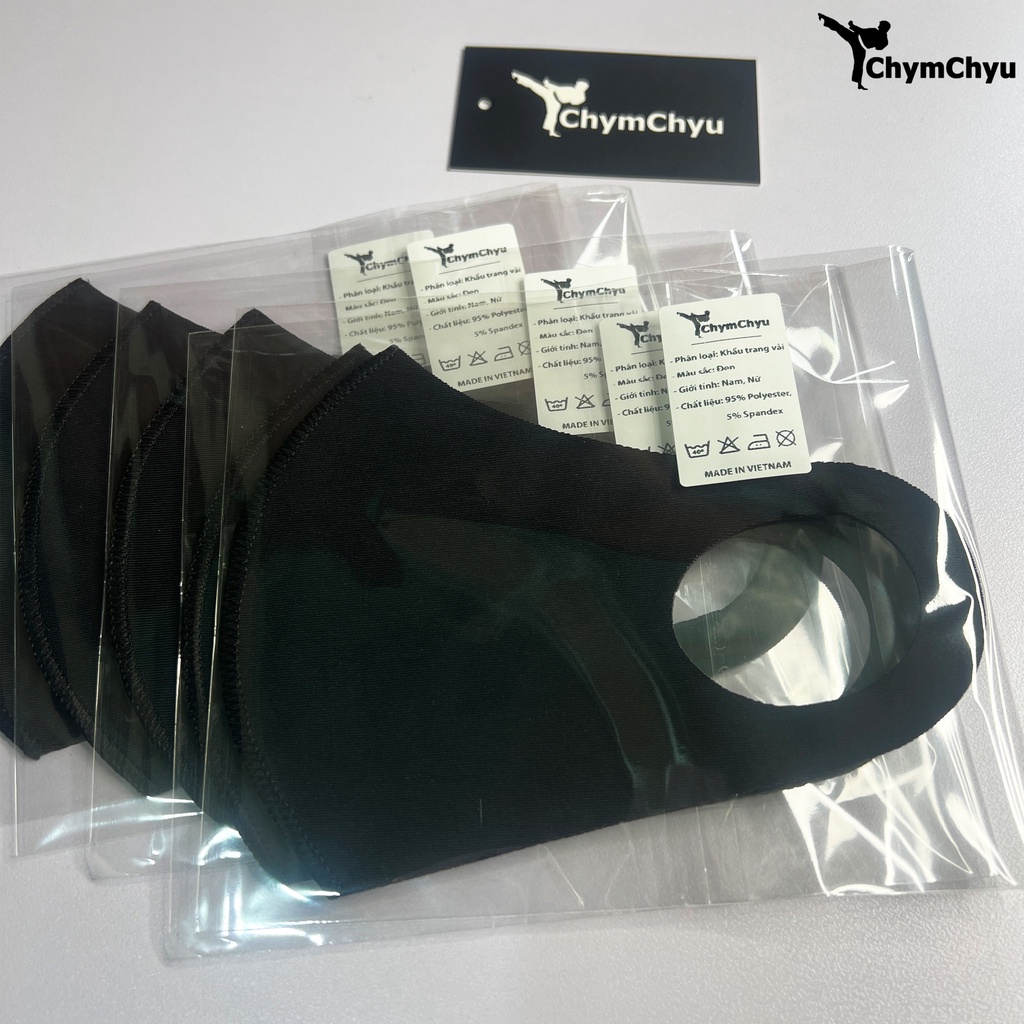 Khẩu Trang Vải Kháng Khuẩn, Kháng Nước Màu Đen ChymChyu
