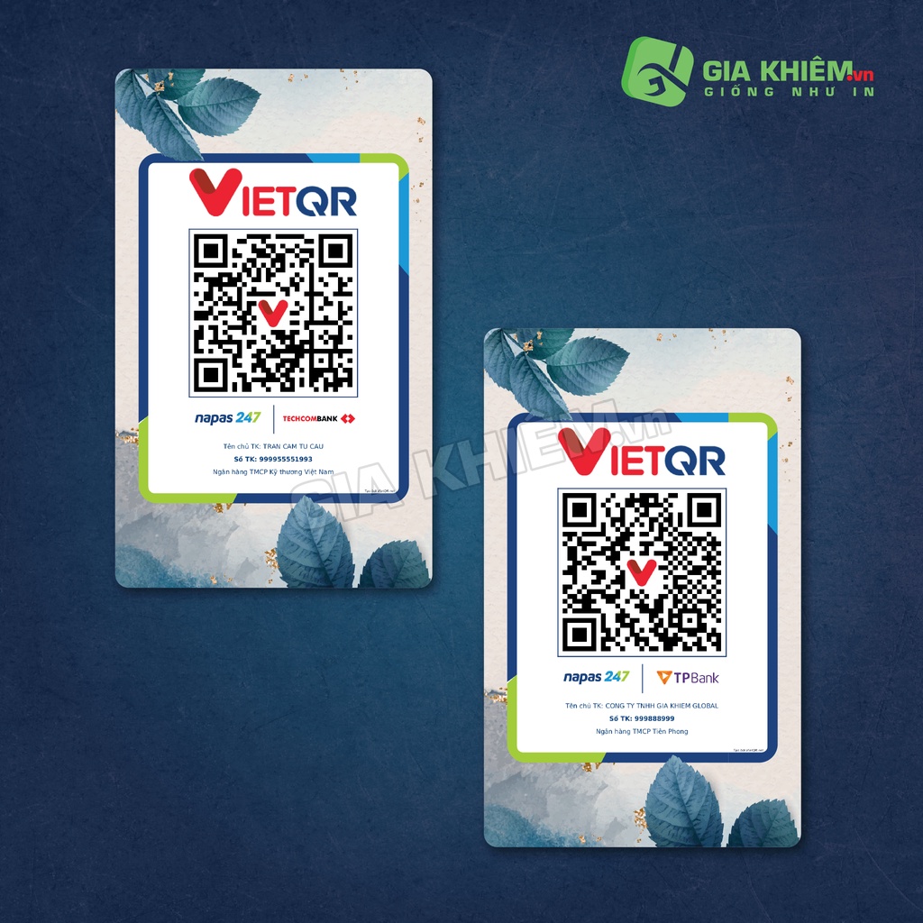 Card bo góc in mã QR ngân hàng của bạn size 9x5.5cm