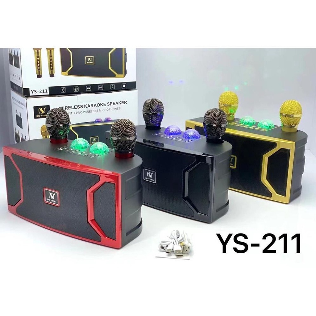 Mới Về 2023 Loa Bluetooth Karaoke SU-YOSD YS-211 có đèn led kèm 2 micro không dây công suất 30w nghe nhạc cực hay