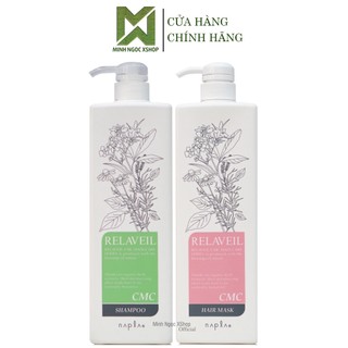 Combo dầu gội dầu xả siêu phục hồi NAPLA RELAVEIL CMC 1000ml chính hãng