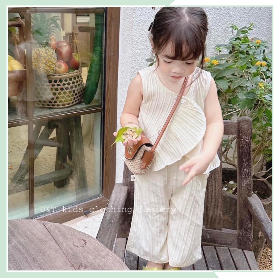 Bộ đồ bé gái, set quần áo mùa hè sát nách thiết kế bèo vạt cực xinh cho bé BBG41