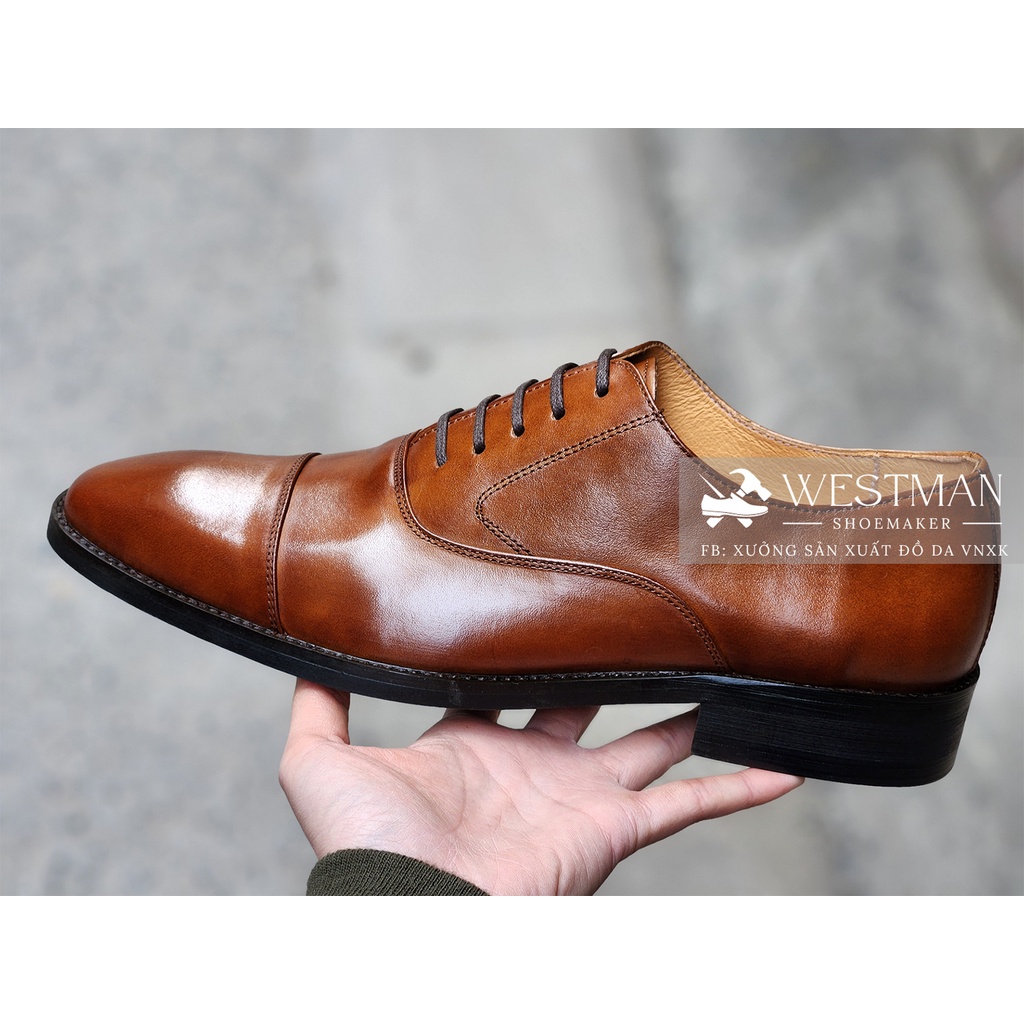 Giày nam Oxford Cap-toe Da Thật Westman W0001 - Màu Light Brown