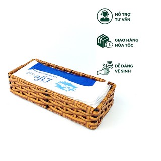 Khay Đựng Khăn Lạnh 8 x 18 cm Tiệm Quán Ăn Bằng Mây Nhựa Đan Chịu Nước Tốt Tiện Lợi Gọn Nhẹ - Mây Tre Trà My