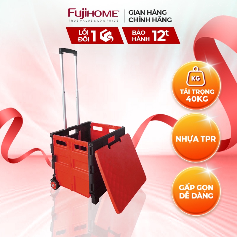 Xe kéo hàng đi chợ rút gọn FUJIHOME SC-240, tải trọng 35-40kg - Công nghệ Nhật Bản - Bảo hành 12 tháng