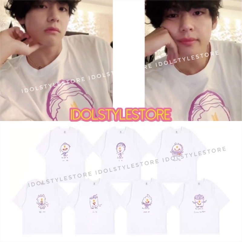 Áo thun tay lỡ hình anime hình V BTS MCD