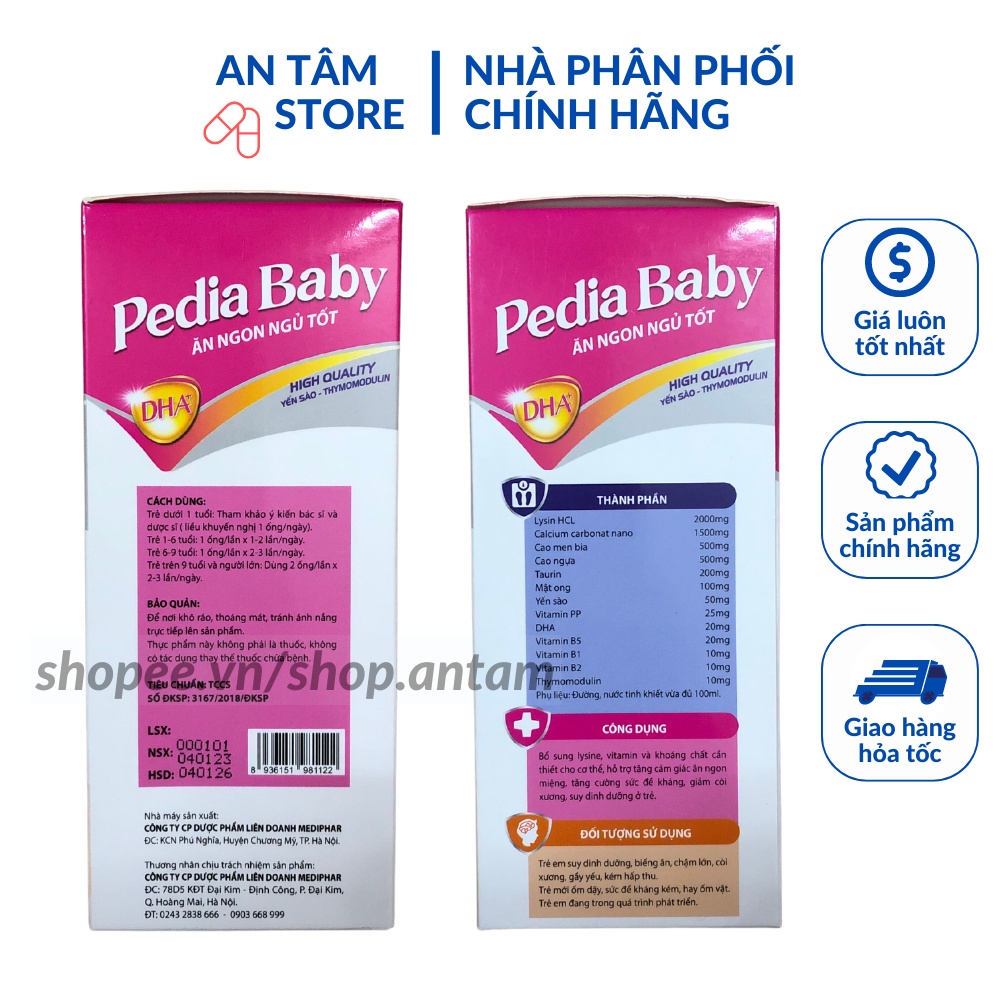 Siro tăng cường sức đề kháng cho bé PEDIA BABY ăn ngon ngủ tốt - Kích thích tiêu hóa giúp bé tăng cân