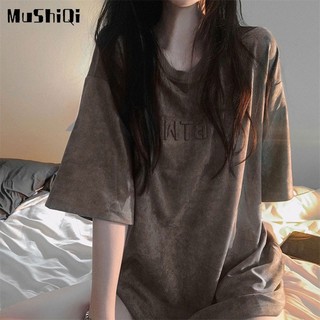 Áo Thun Nữ Ngắn Tay Cổ Tròn In Chữ Thời Trang