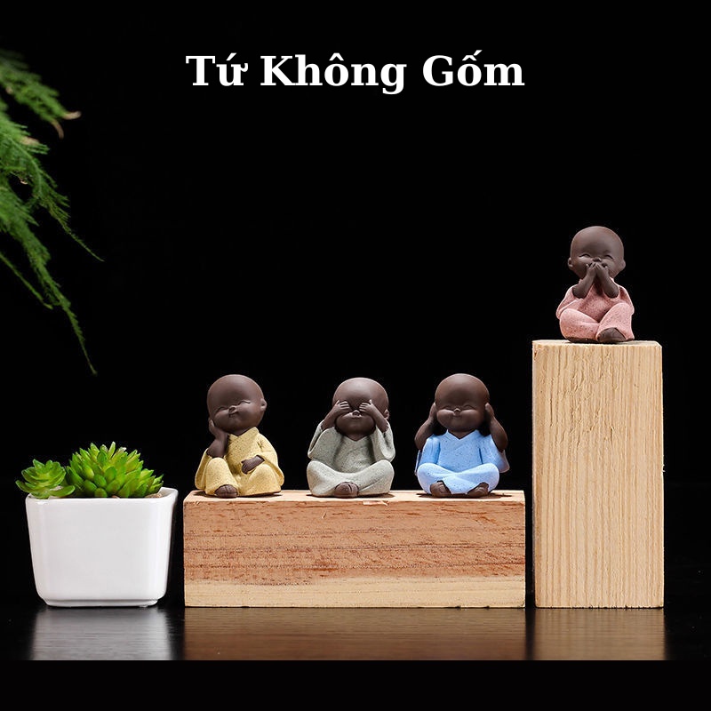 Bộ tượng chú tiểu tứ không gốm tử sa 4 màu TẶNG KÈM MIẾNG DÁN 💕FREESHIP 50k💕- Những Điều Bình An