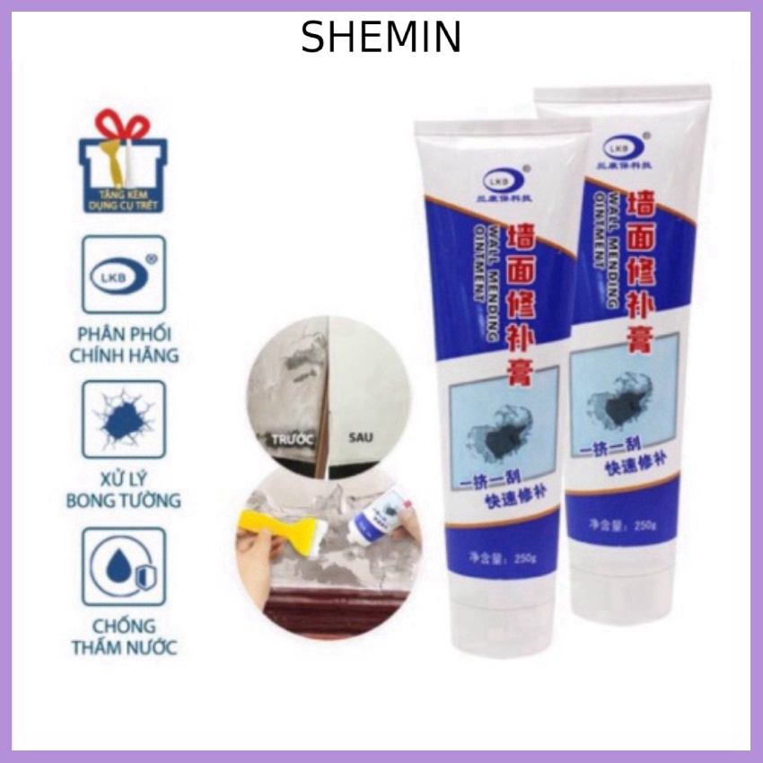 Keo Vá Tường Chống Thấm LKB 250gr, Trám Trét Vết Nứt Khe Hở Tường - Chống Mốc Ẩm SHEMIN