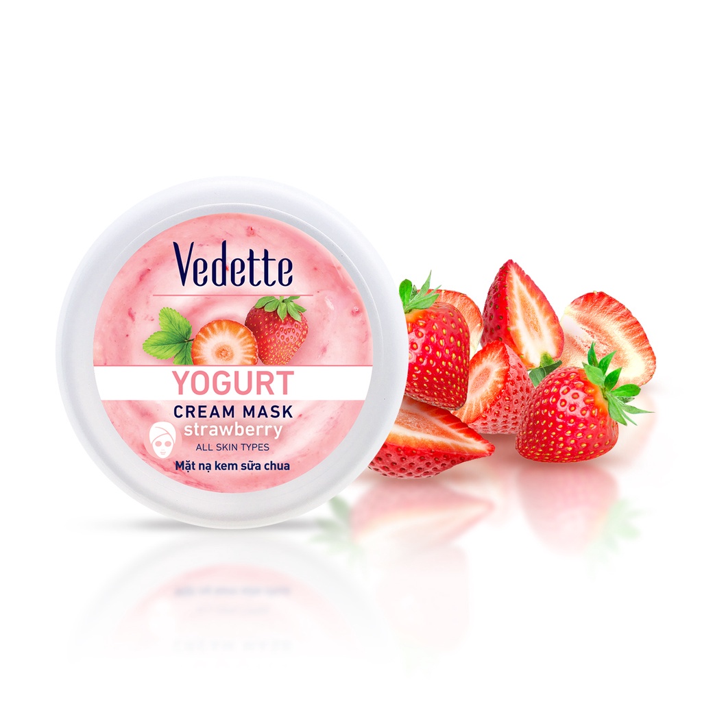 Mặt Nạ Kem Sữa Chua Dâu 120ml VEDETTE - DƯỠNG DA ẨM & SE DA