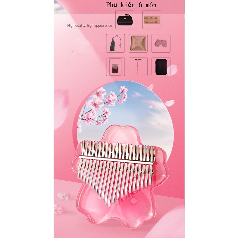 Đàn kalimba PC pha lê cực đẹp hình hoa anh đào