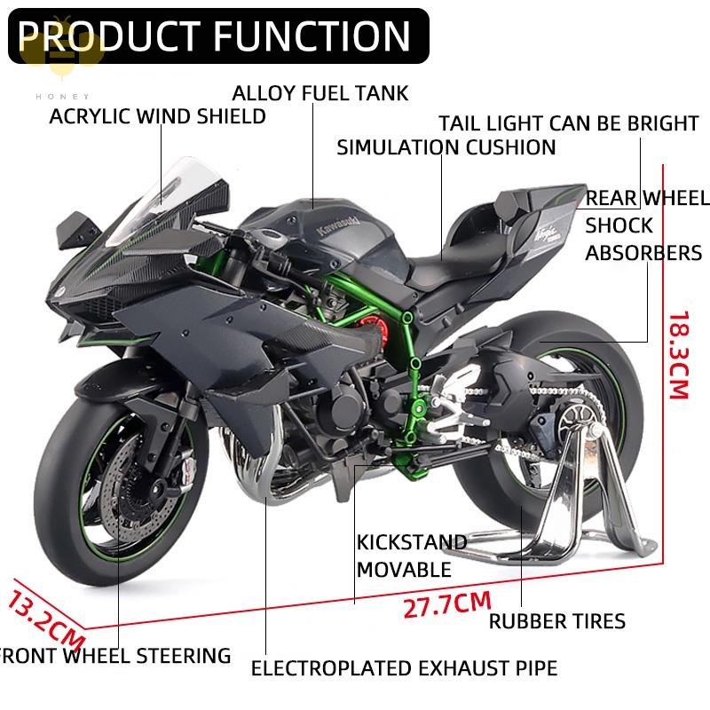 1:9 Xe Máy Quy Mô Lớn Kawasaki Ninja H2R Hợp Kim Diecast Mô Hình Xe Máy Xe Máy Có Âm Thanh & Ánh Sáng Sưu Tập Quà Tặng