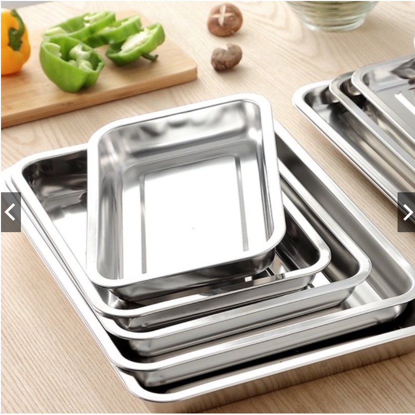 Khay inox cao cấp nhiều kích cỡ sâu 4.8cm