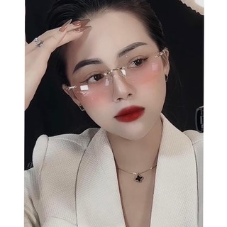 Kính giả cận, Gọng kính cận không viền ánh hồng hot tiktok C36 Jolie eyewear
