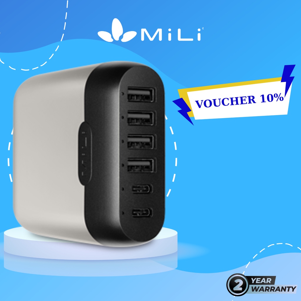 Sạc 6 cổng PD/60W Station III MiLi - HC-H60-C hỗ trợ sạc nhanh
