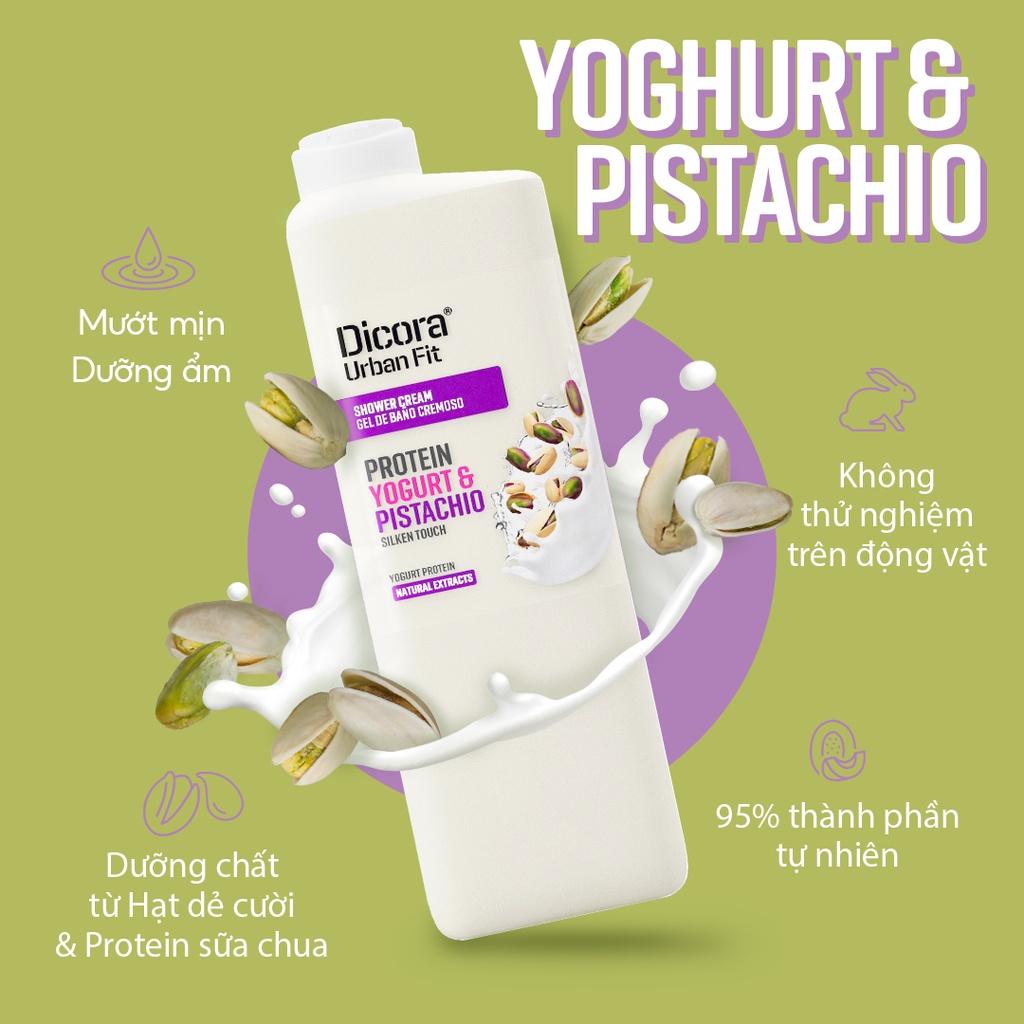 Sữa tắm Dicora Urban Fit Protein Yogurt và chiết xuất Hạt dẻ cười 400ml