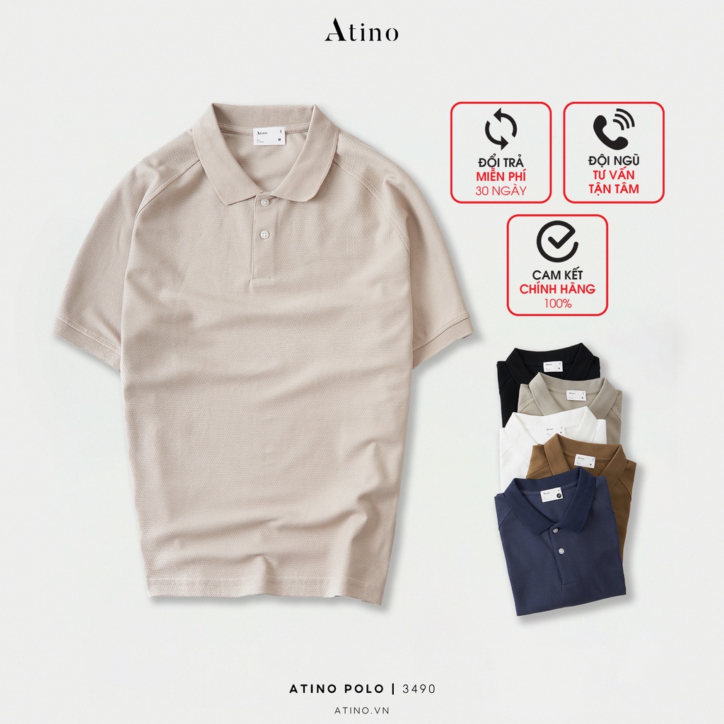 Áo Polo Nam thanh lịch ATINO vải cá sấu Cotton thoáng mát trẻ trung chuẩn form Slim-Fit PL6.3490