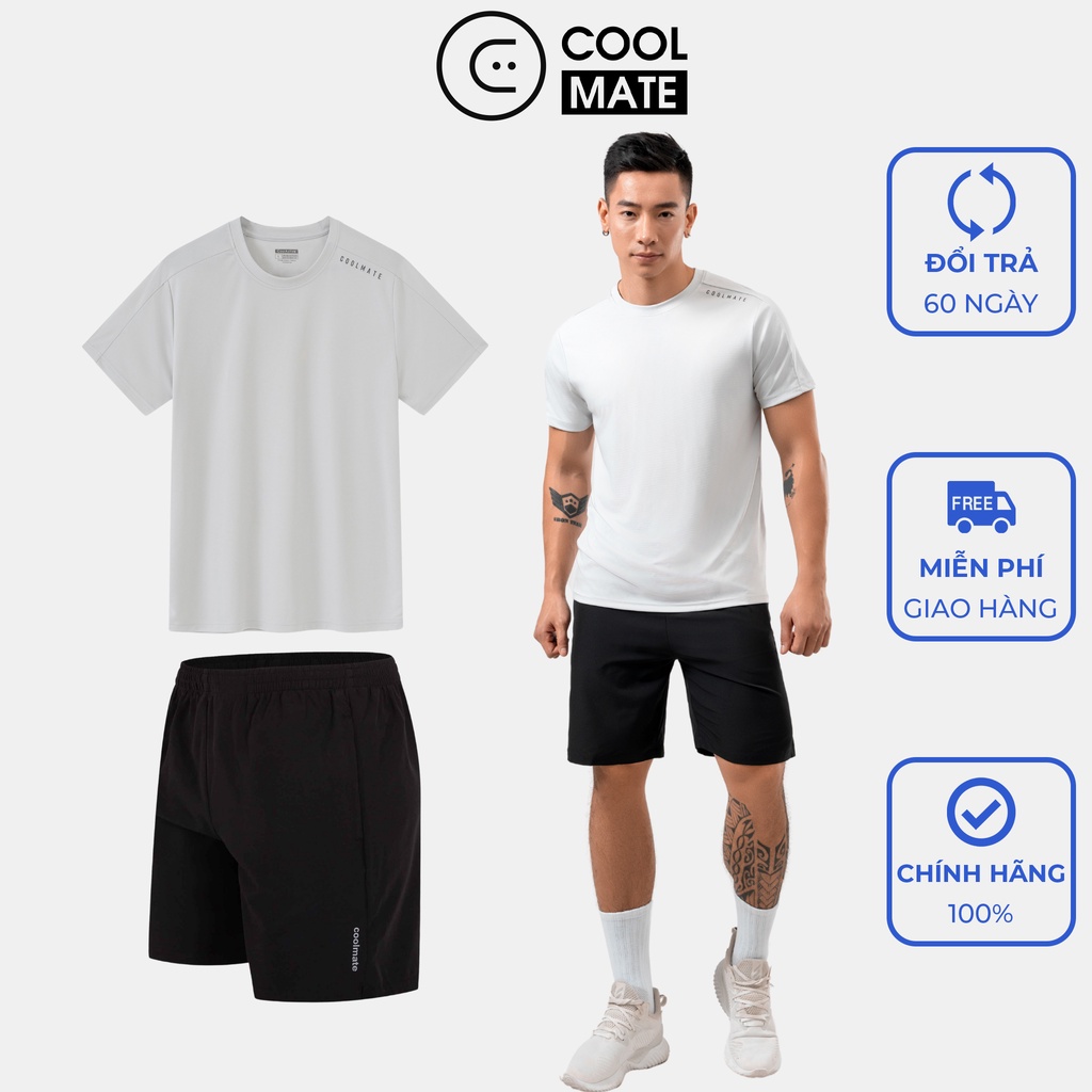 Men's Sport Box - Set đồ bộ thể thao Áo Thun v1 xám nhạt và Quần Max Ultra Short V2 đen - thương hiệu Coolmate