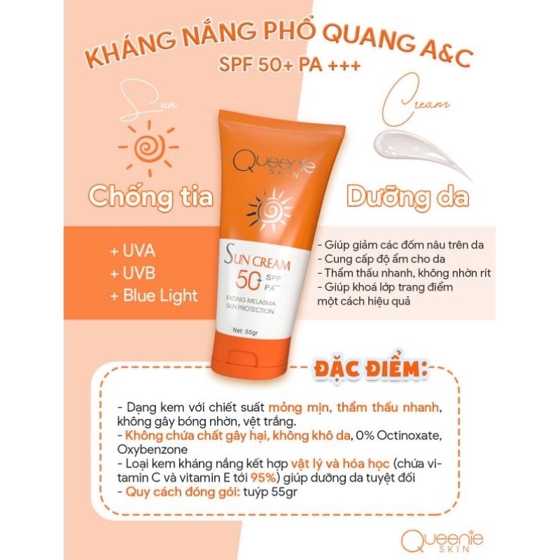 KEM KHÁNG NẮNG PHỔ QUANG DƯỠNG DA A&C 50++