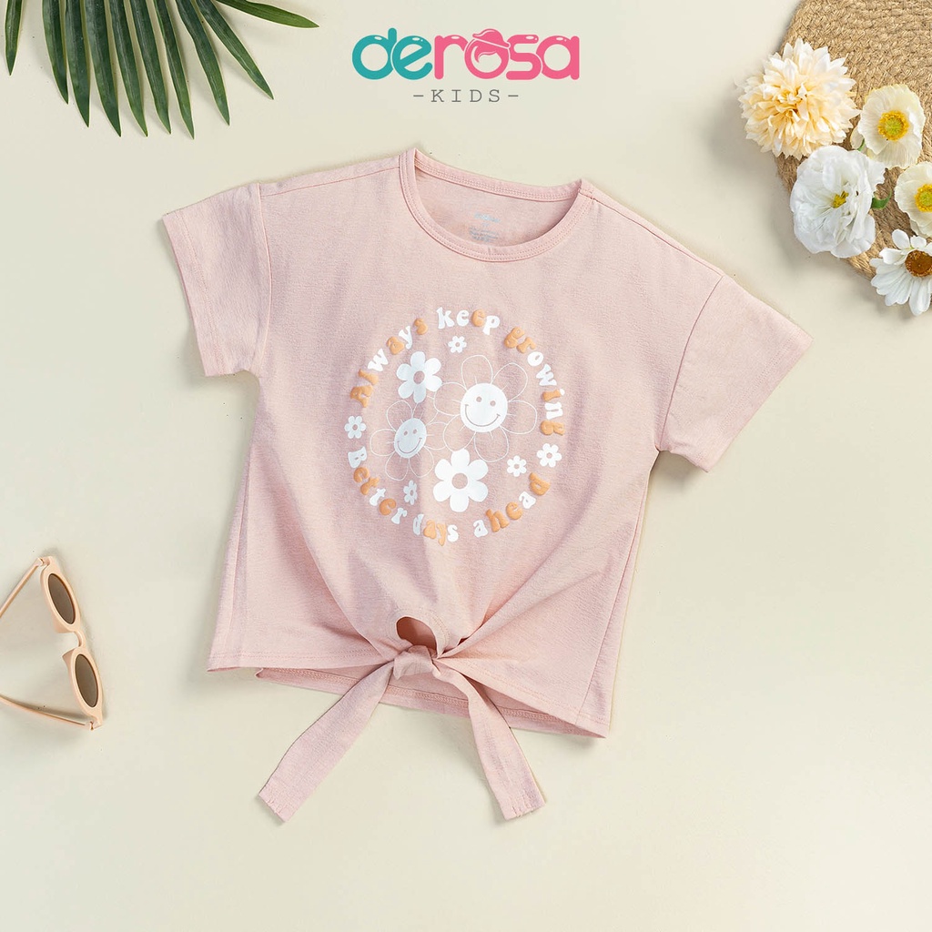 Áo thun cộc tay bé gái DEROSA KIDS chất liệu Cotton cho bé từ 2 đến 6 tuổi ZSK23-110-112A