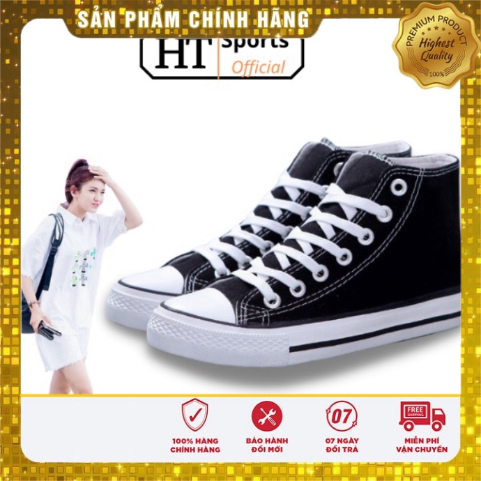 Giày vải Sport giới tính HT Sports cổ cao black color phối đồ kết hợp tính tình tới trường đi dạo full box