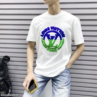 Áo thun nam thêu chữ lv ngang dập vân nổi l.v,áo phông cộc tay chữ ngang lv hoạ tiết thêu nổi 2023.shopmen1
