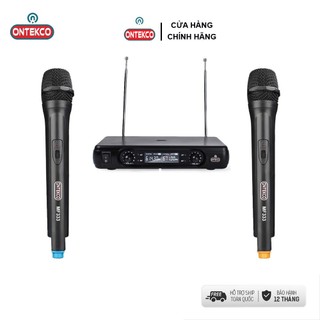 Bộ micro karaoke ontekco mf333 đầu thu 2 anten sóng vhf chống hú - lọc âm tốt, hàng chính hãng