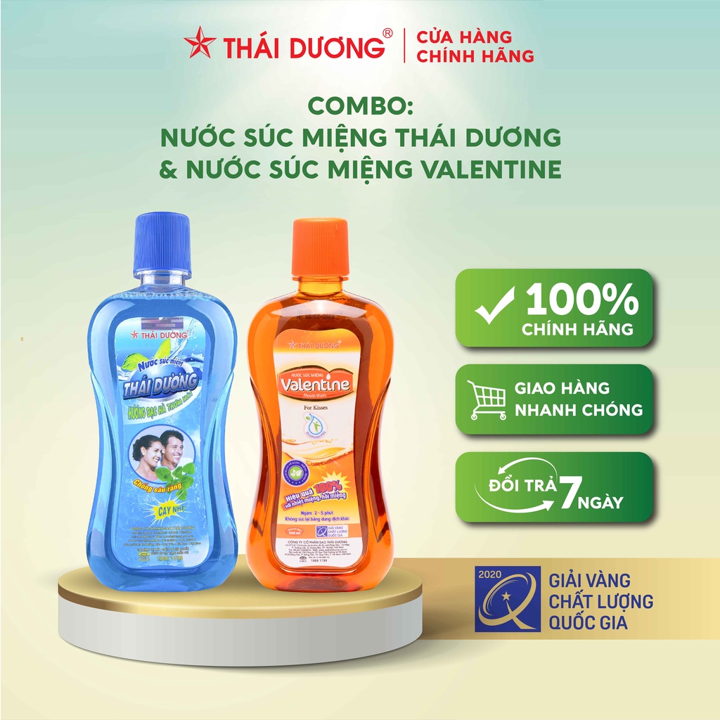 Bộ đôi Nước súc miệng Bạc Hà 500ml & Nước súc miệng Valentine 500ml - Sao Thái Dương