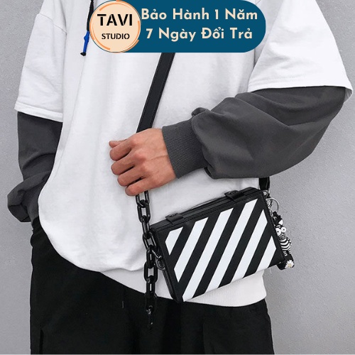 Túi Đeo Chéo Nam Nữ Bias Bag Thiết Kế Phối Dây Xích Thời Trang Túi Xách Hộp Vuông Chữ Nhật Unisex Tavi Studio