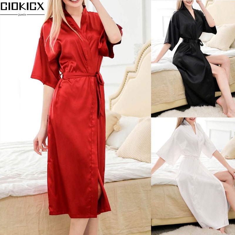 Đồ ngủ Lụa Satin Dáng Dài Thời Trang Quyến Rũ Cho Nữ