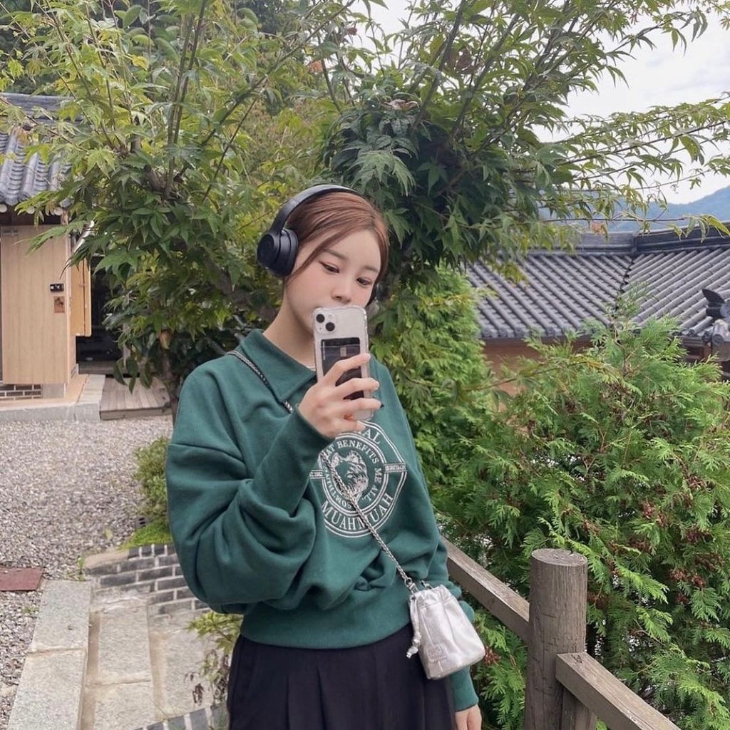 Áo sweater Muahmuah Collar Cropped order chính hãng Hàn Quốc