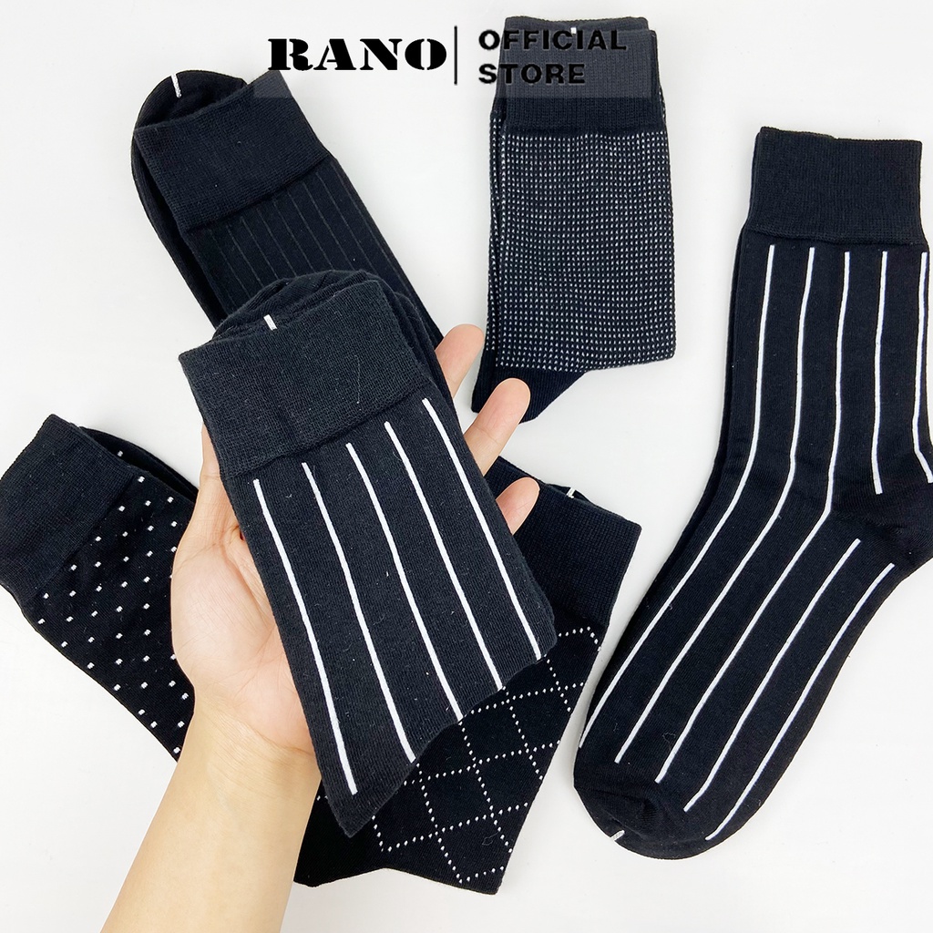 Set 5 đôi tất mang giày tây nam cổ cao RANO sợi cotton cao cấp thấm hút mồ hôi khử mùi Mix5_1