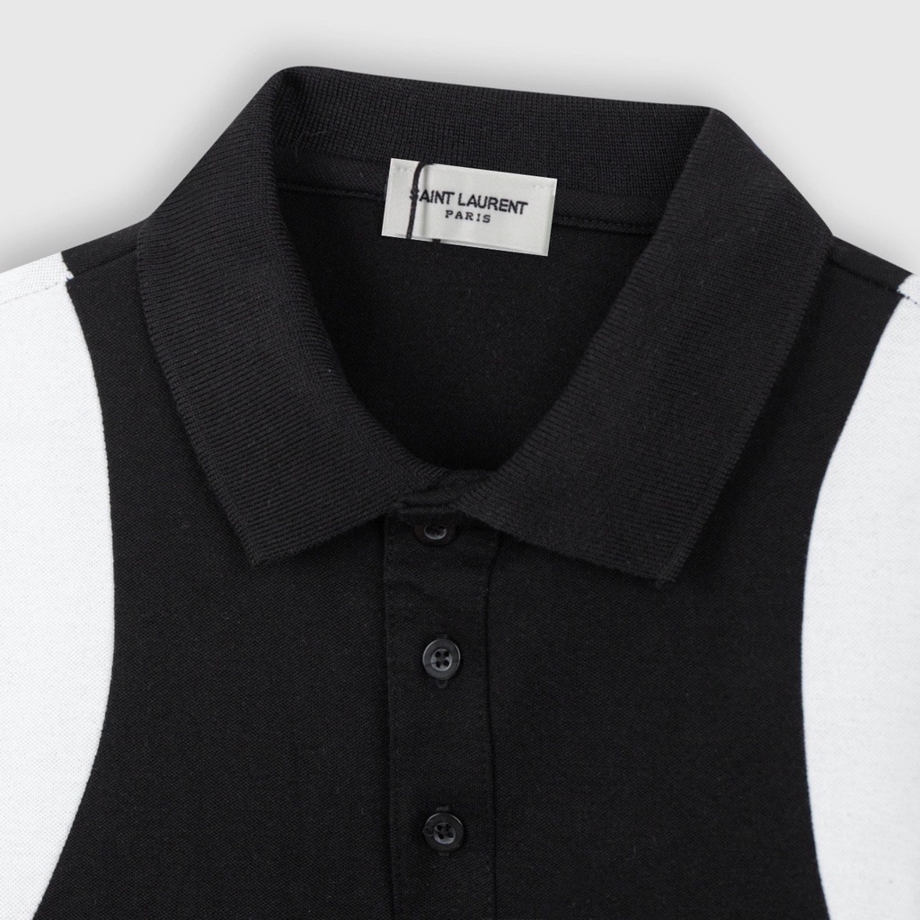 ÁO POLO SAIN LAURENT CỔ BẺ , ÁO POLO SỌC VAI NAM NỮ UNISEX