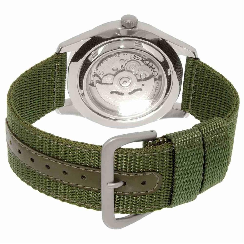 Đồng hồ cơ nam Seiko 5 SNZG09K1 mặt kính Hardlex Crystal chống xước, chống nước 10 ATM, dây dù đeo tay cao cấp