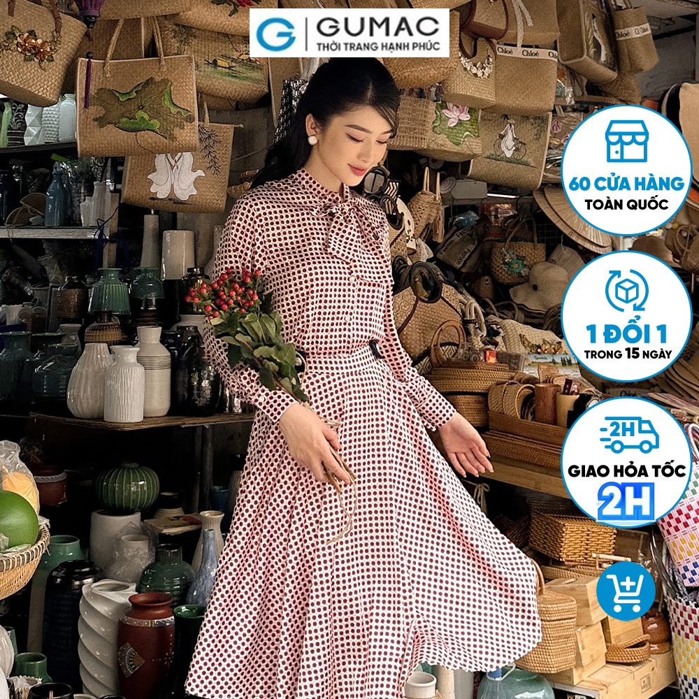 Chân váy xòe họa tiết thời trang GUMAC VC12044
